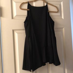 Black silk cold shoulder blouse